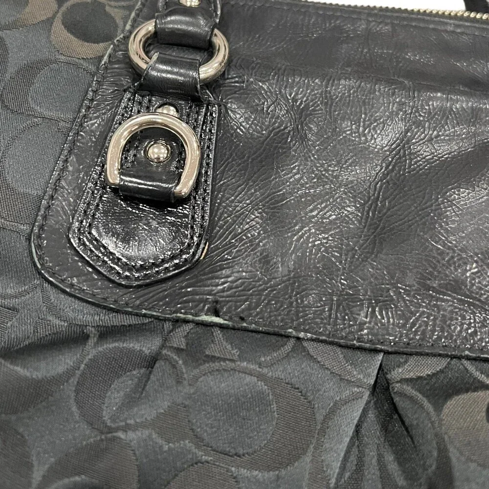 Coach Black Signature Fabric Ashley Handbag